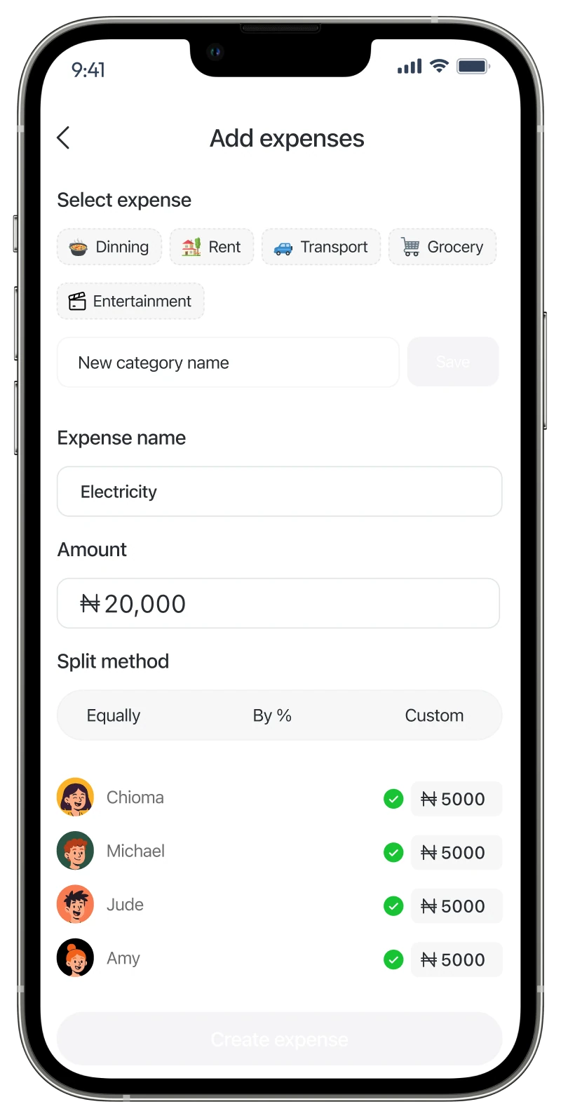 Nest add expenses form with a new category field